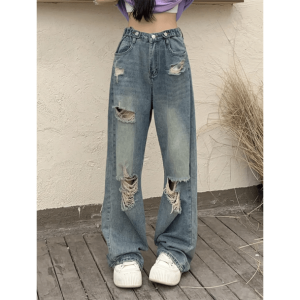 Distressed Boyfriend Jeans - Y2K Fashion Meets Grunge Aesthetic Style