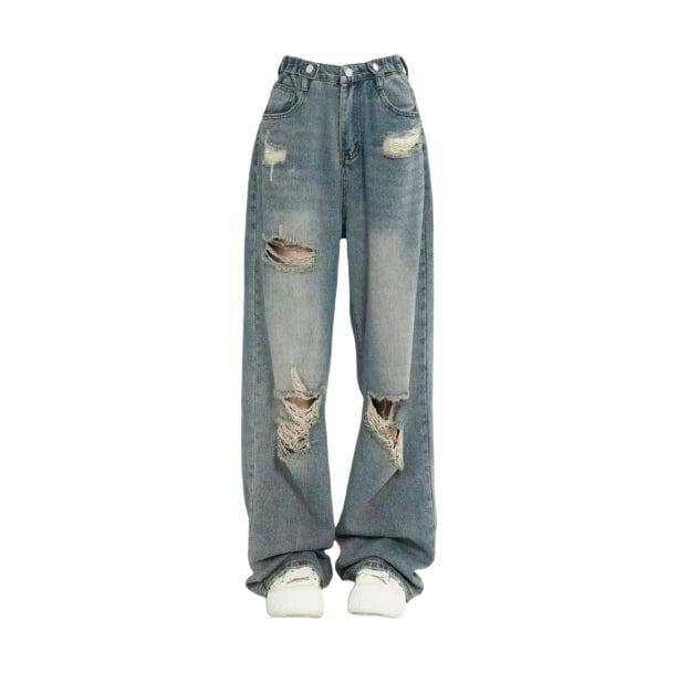 Distressed Boyfriend Jeans - Y2K Fashion Meets Grunge Aesthetic Style