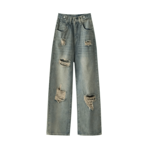 Distressed Boyfriend Jeans - Y2K Fashion Meets Grunge Aesthetic Style