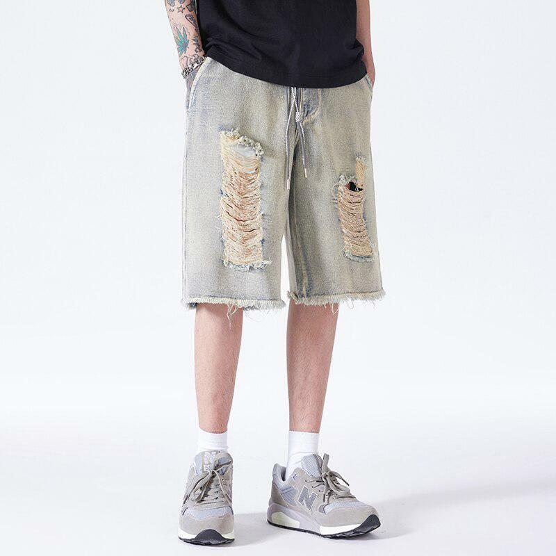 Distressed Light Wash Denim Shorts - Y2K Fashion & Grunge Aesthetic