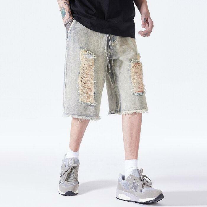 Distressed Light Wash Denim Shorts - Y2K Fashion & Grunge Aesthetic