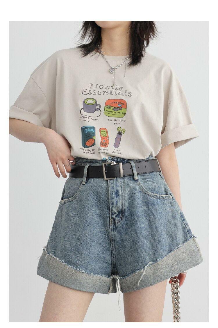 Distressed Slit Jean Shorts - Y2K Fashion, Grunge Aesthetic, Cute Tops