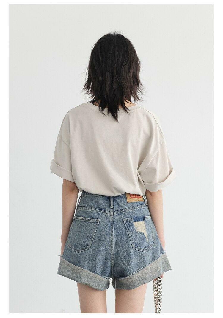 Distressed Slit Jean Shorts - Y2K Fashion, Grunge Aesthetic, Cute Tops