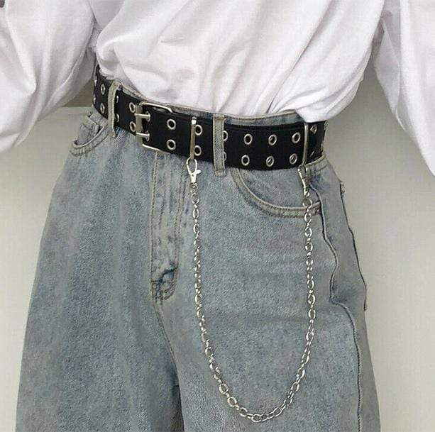 Double Hole Belt - Y2K Fashion Essential for Grunge & Coquette Aesthetic