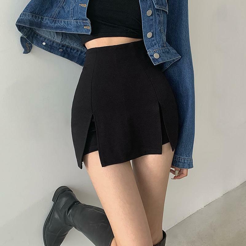 Double Side Slit Mini Skort - Y2K Fashion, Grunge Aesthetic, Cute Tops