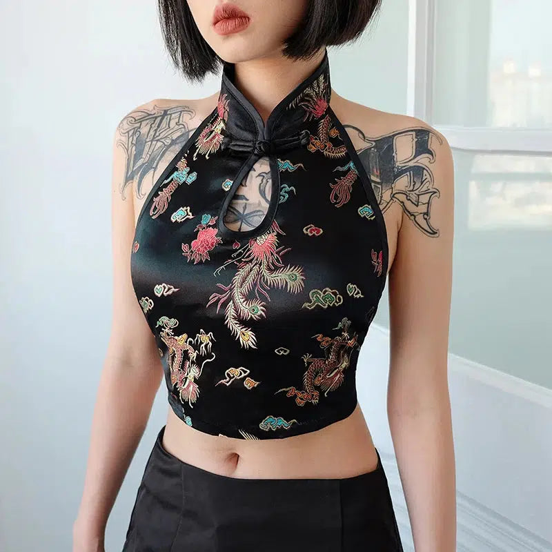 Dragon Backless Crop Top - Y2K Fashion, Grunge Aesthetic, Cute Tops