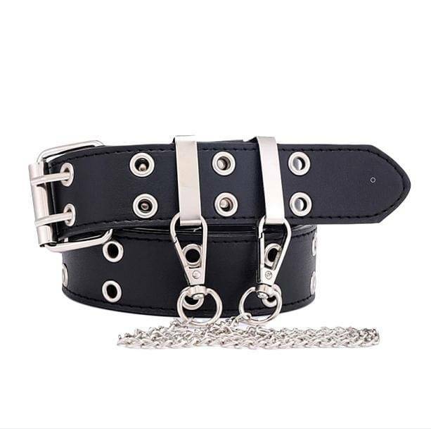 Edgy Double Hole Chain Belt for Y2K Fashion & Grunge Aesthetic Outfits