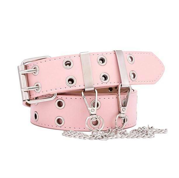 Edgy Double Hole Chain Belt for Y2K Fashion & Grunge Aesthetic Outfits