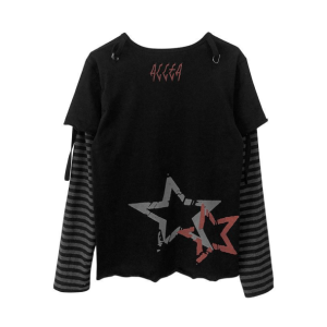 Emo Skull Long Sleeve Tee - Y2K Grunge Aesthetic Cute Top for Trendsetters