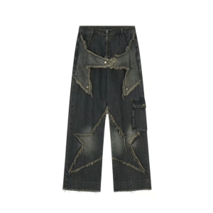 Enchanted Pentagram Jeans: Y2K Grunge Aesthetic with Cute Tops Vibe