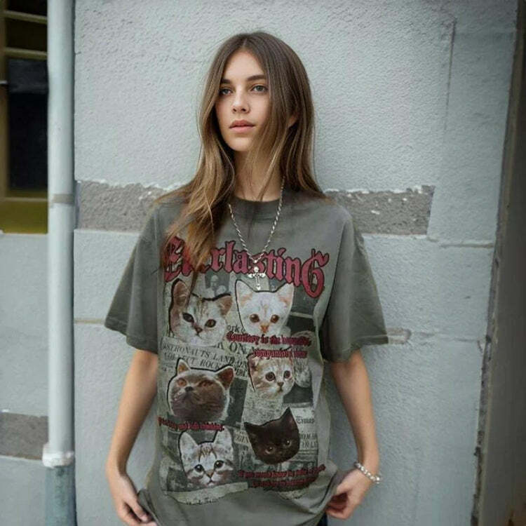 Everlasting Cats Tee - Y2K Fashion, Cute Tops, Coquette & Grunge Aesthetic