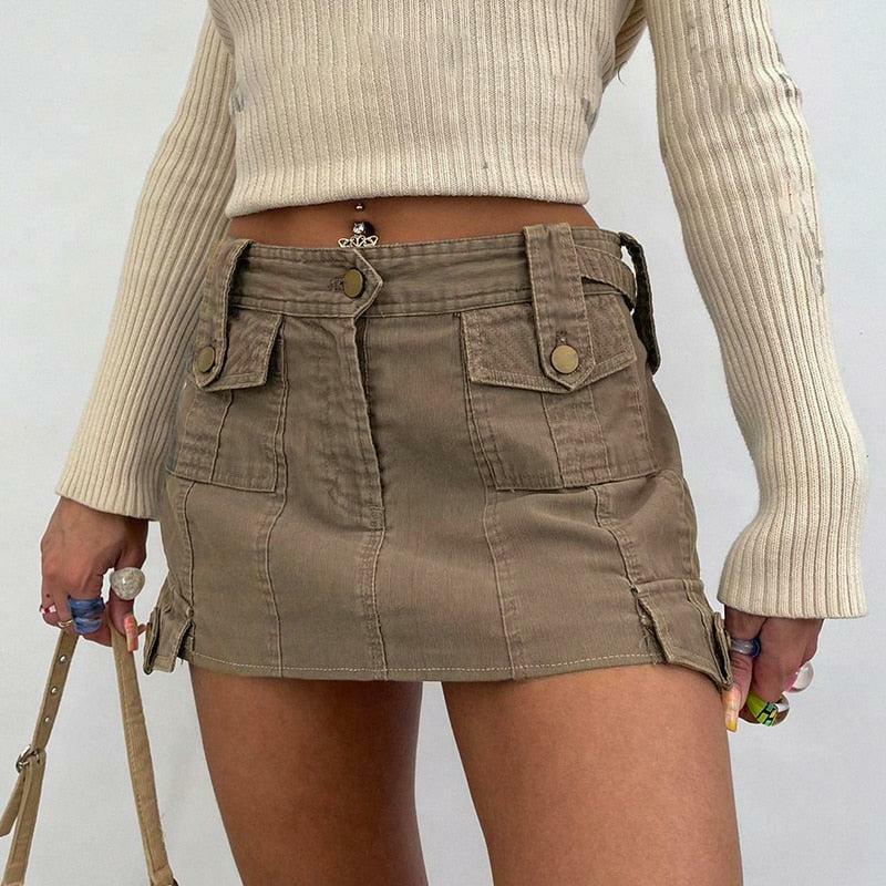 Fairy Grunge Cargo Mini Skirt - Y2K Aesthetic Cute Top Outfit