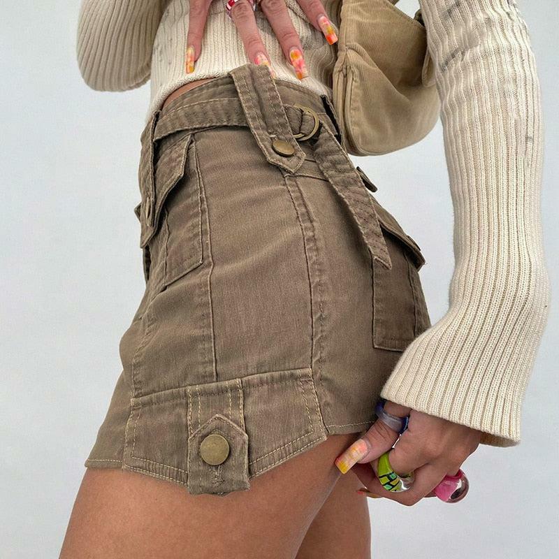 Fairy Grunge Cargo Mini Skirt - Y2K Aesthetic Cute Top Outfit