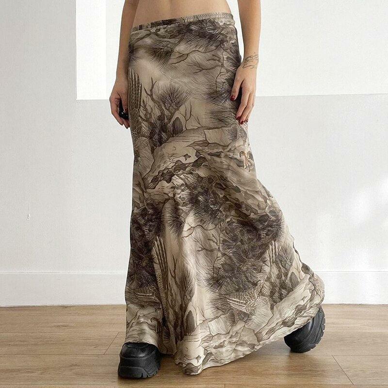 Fairy Grunge Forest Maxi Skirt - Y2K Aesthetic, Cute Tops & Cargo Style