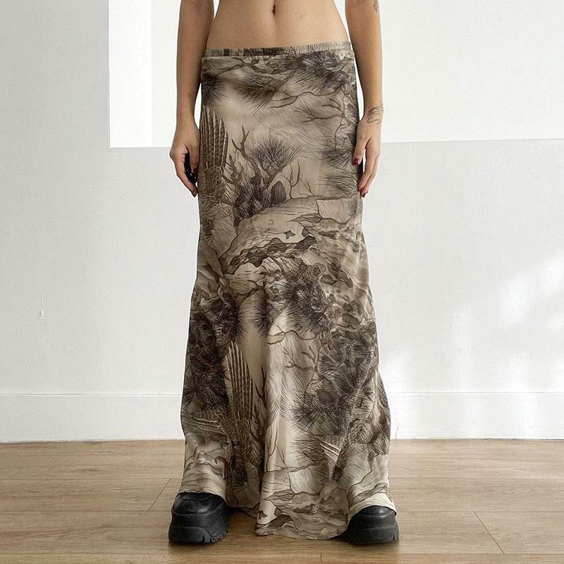 Fairy Grunge Forest Maxi Skirt - Y2K Aesthetic, Cute Tops & Cargo Style