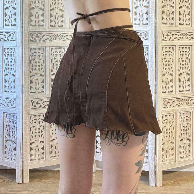 Fairy Grunge Lace-Up Cargo Skirt: Y2K Aesthetic Cute Top Outfit