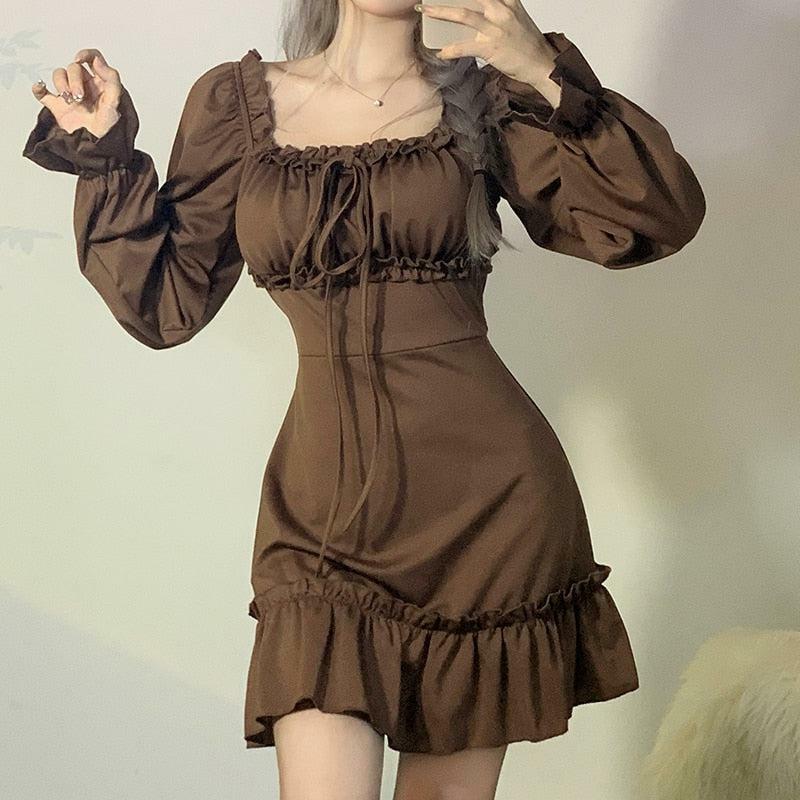 Fairy Grunge Ruffled Mini Dress - Y2K Aesthetic Cute Top for Stylish Looks