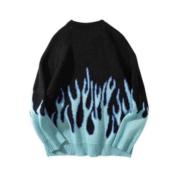 Fire Flames Sweater - Y2K Aesthetic, Grunge Style, Cute Tops