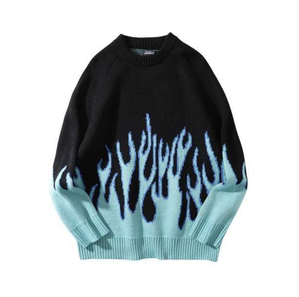 Fire Flames Sweater - Y2K Aesthetic, Grunge Style, Cute Tops