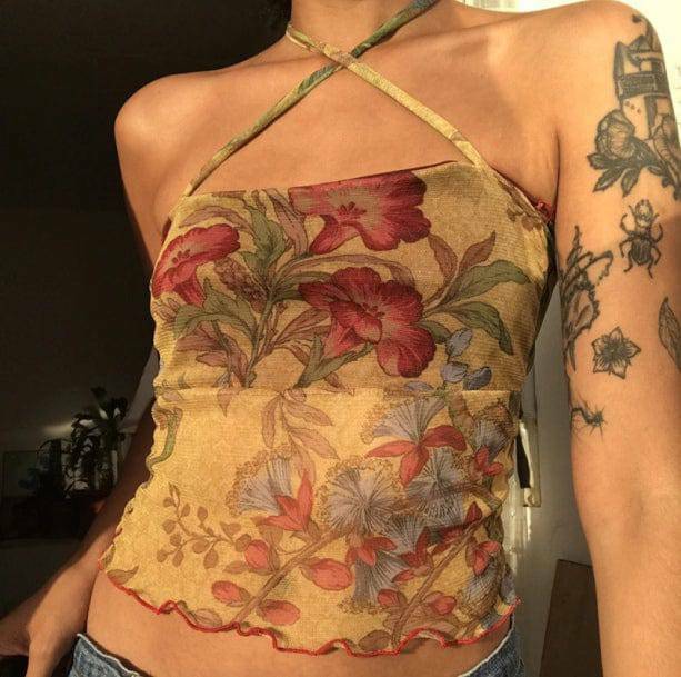 Floral Crop Top - Y2K Fashion, Coquette Aesthetic, Cute Tops