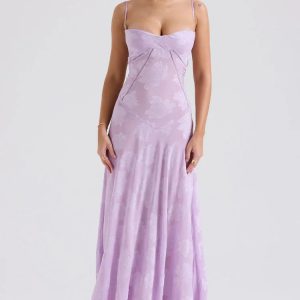 Floral Lace Up Maxi Dress - Y2K Fashion with Coquette & Grunge Aesthetic