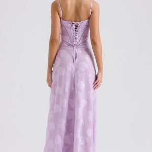 Floral Lace Up Maxi Dress - Y2K Fashion with Coquette & Grunge Aesthetic