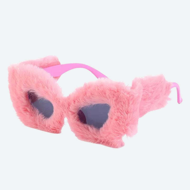 Fluffy Cat Eye Sunglasses - Y2K Fashion Accessory for Aesthetic Looks