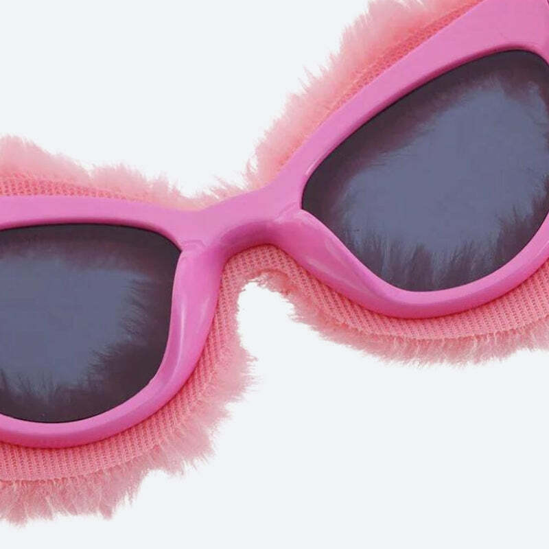 Fluffy Cat Eye Sunglasses - Y2K Fashion Accessory for Aesthetic Looks