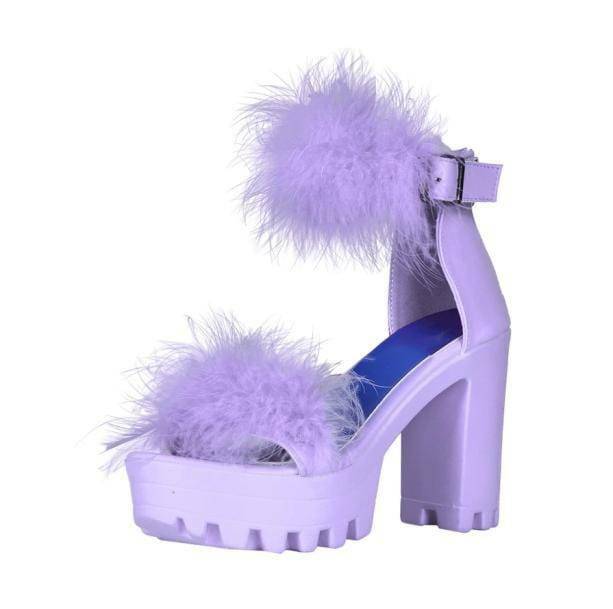 Fluffy Open Toe Party Shoes - Y2K Aesthetic Footwear for Trendy Looks