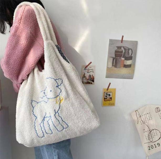 Fluffy Sheep Bag: Y2K Fashion Essential for Coquette & Grunge Aesthetics