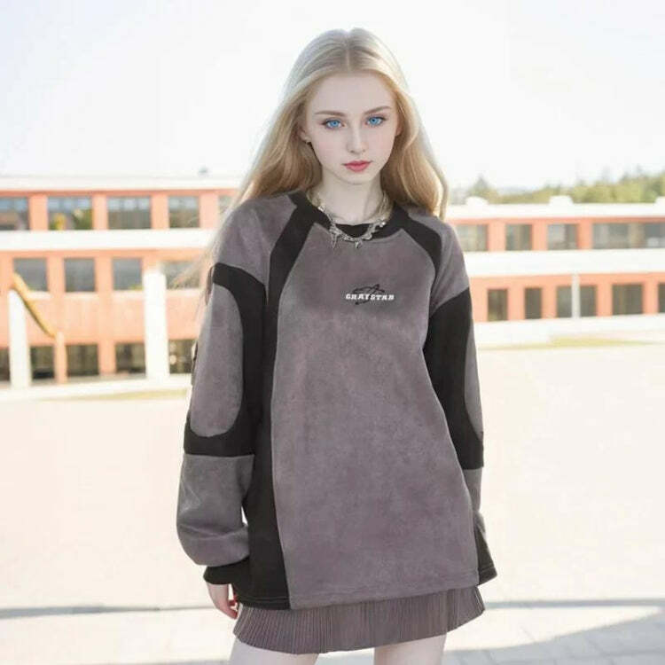 Geometric Shaped Graystar Sweatshirt - Y2K Aesthetic Cute Top