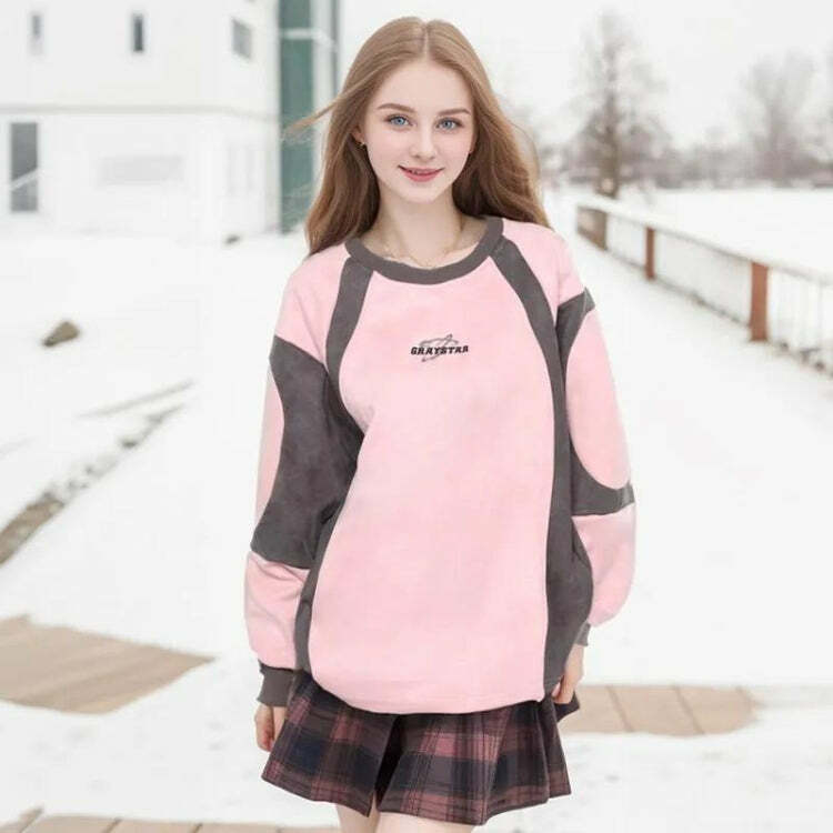 Geometric Shaped Graystar Sweatshirt - Y2K Aesthetic Cute Top