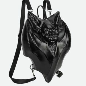 Goth Bat Backpack - Y2K Aesthetic, Grunge Style, Cute & Trendy Design