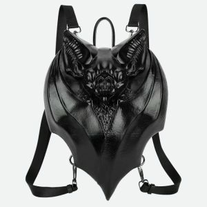 Goth Bat Backpack - Y2K Aesthetic, Grunge Style, Cute & Trendy Design