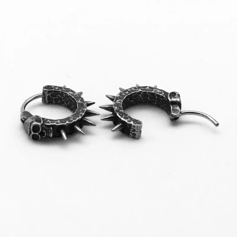 Goth Skull Spiked Hoop Earrings for Y2K Fashion & Grunge Aesthetic