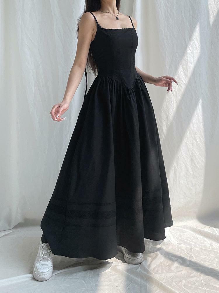 Goth Strap Maxi Dress - Y2K Fashion, Grunge Aesthetic, Cute Tops