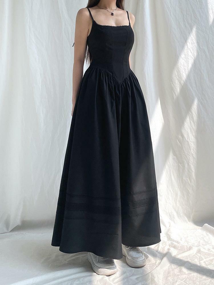 Goth Strap Maxi Dress - Y2K Fashion, Grunge Aesthetic, Cute Tops