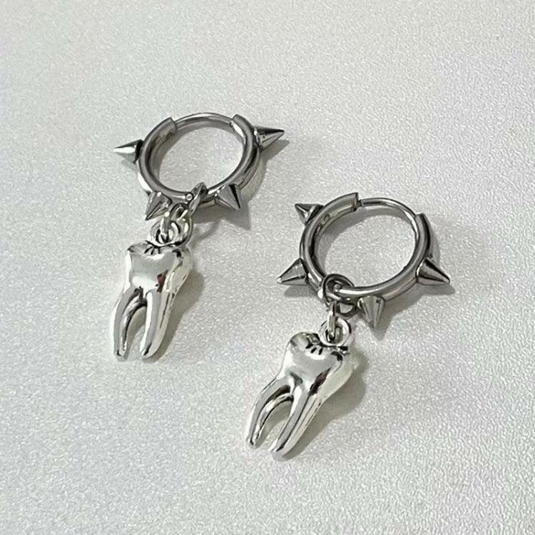 Goth Tooth Spiked Hoop Earrings | Y2K Grunge Aesthetic Jewelry