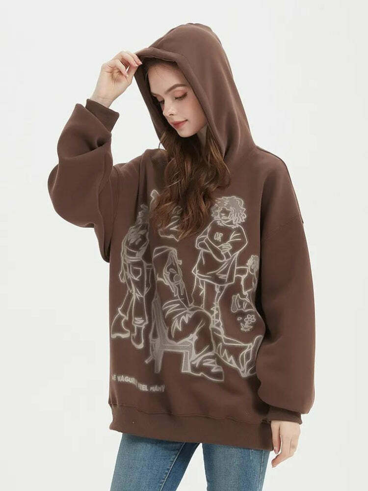 Graphic Printed Hoodie - Y2K Fashion, Coquette Aesthetic, Cute Tops