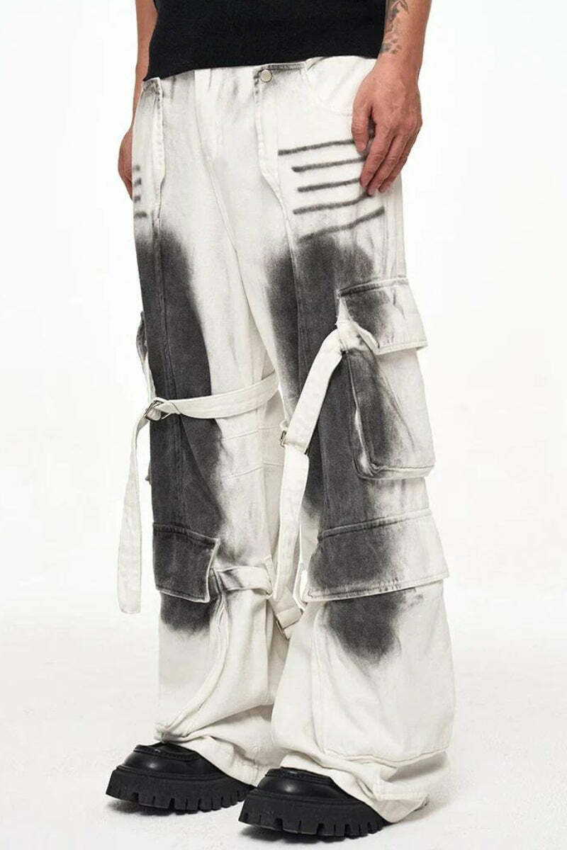 Grunge Aesthetic Cargo Pants with Dirty Effect for Y2K Fashion Lovers