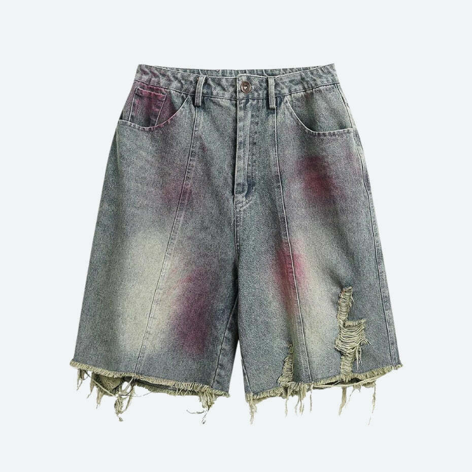 Grunge Distressed Denim Shorts - Y2K Fashion for Aesthetic Outfits