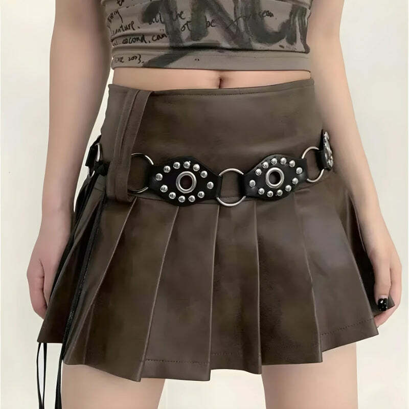 Grunge Faux Leather Lace-Up Belt for Y2K Fashion & Aesthetic Outfits