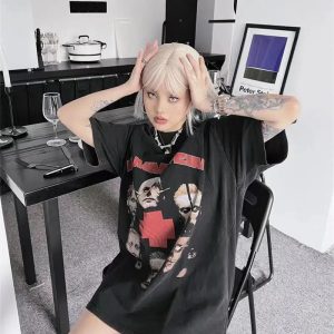 Grunge Rammstein Tee - Y2K Fashion Essential for Aesthetic Outfits