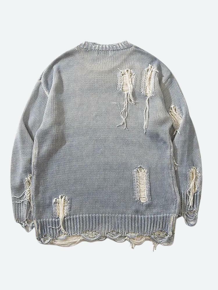 Grunge Tasseled Distressed Sweater - Y2K Fashion Aesthetic Top