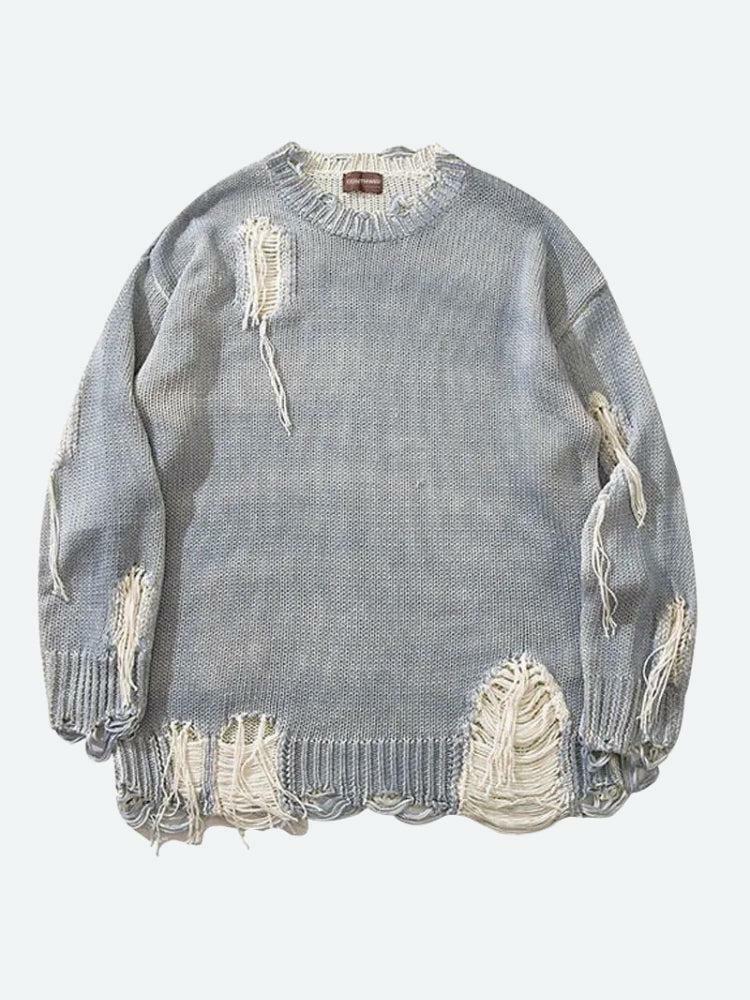 Grunge Tasseled Distressed Sweater - Y2K Fashion Aesthetic Top