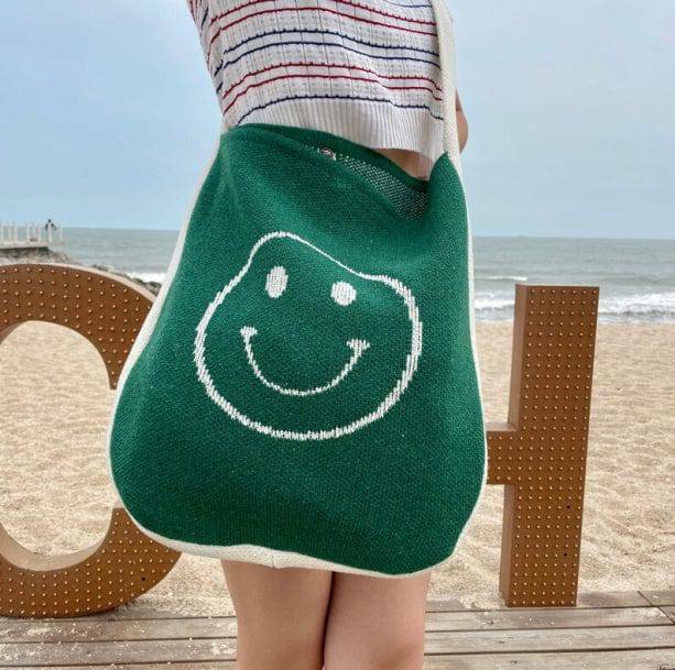 Happy Face Y2K Shoulder Bag - Cute Aesthetic Accessory for Outfits