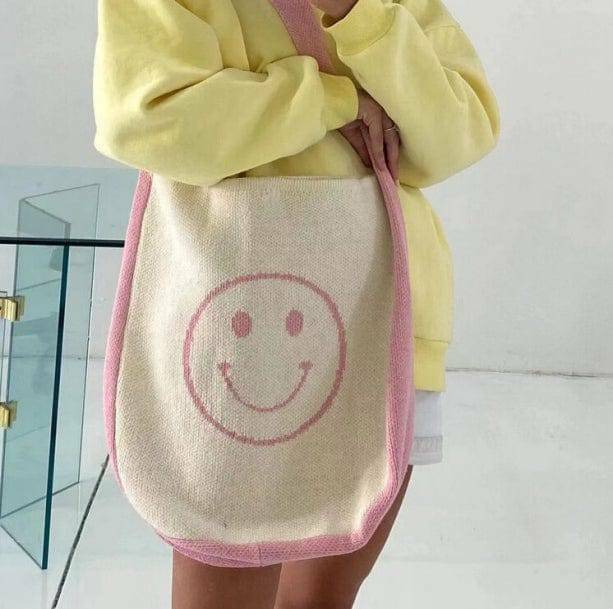 Happy Face Y2K Shoulder Bag - Cute Aesthetic Accessory for Outfits