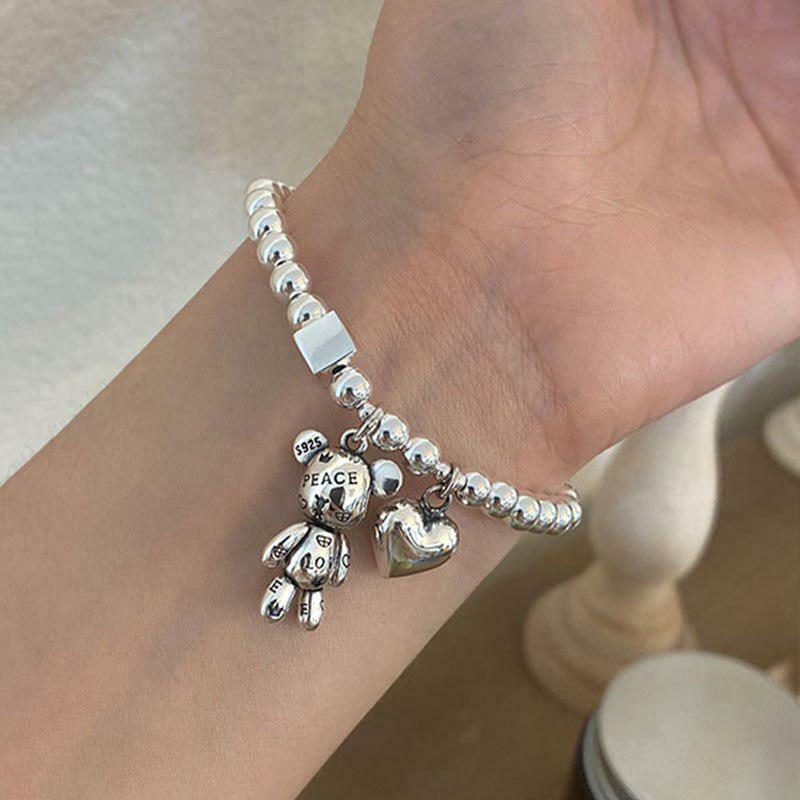 Heart and Bear Bracelet - Y2K Aesthetic Jewelry for Cute Outfits