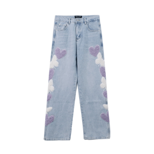 Heart Patchwork Straight Leg Jeans - Y2K Fashion, Grunge Aesthetic, Cute Tops