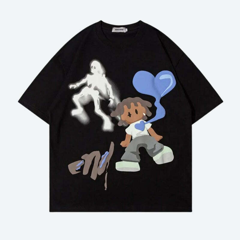 Heartless Boy Tee: Y2K Grunge Aesthetic Top for Cute Outfits & Style